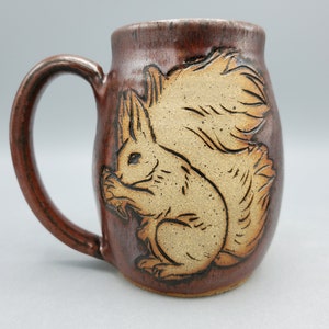 Squirrel Mug - 16oz Cute Coffee Mug Nature Lover Gift - Handmade Stoneware Coffee Mug - Mesiree Ceramics