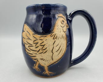Chicken Mug 16oz - Handmade Stoneware Coffee Mug - Unique Coffee Mugs Sister In Law Gift - Coffee Lover Gift Large Mug