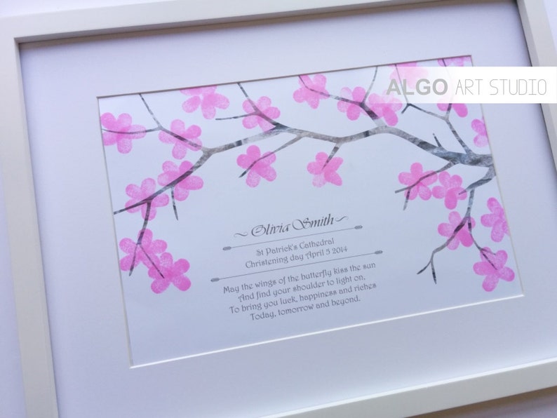 Baptism Fingerprint Tree Baptism Gift Christening Tree Etsy