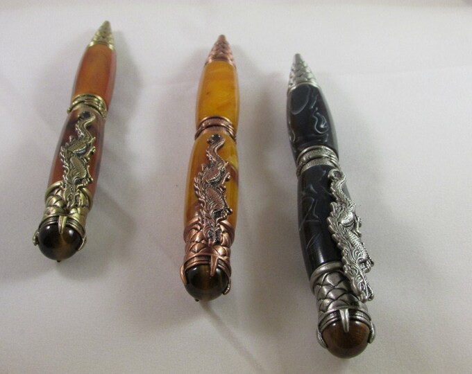 DRAGON TWIST PEN in three different finishes( Antique Brass, Antique Pewter and Antique Copper)with pen box