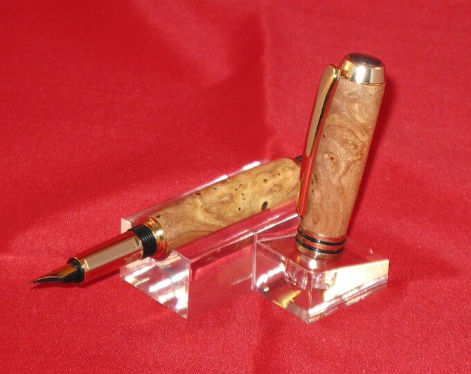 Fountain Pen Tycoon , Box Elder Burl ( with 24kt plate , medium nib and Pen Box)--Hand Crafted by NATNIC ARTISANS