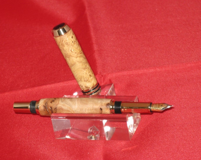 Fountain Pen Tycoon  Box Elder Burl (with 24Kt Gold Plating and a meduium Nib, includes a Pen Box)--Hand Crafted by NATNIC ARTISANS