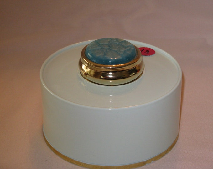 Mini Pill Box with 3 sections (Light Blue Acrylic Inlay)gold finish