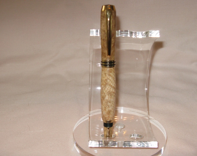 Fountain Pen Tycoon with  Box Elder Burl  and 24Kt  Gold Plating, a meduim nib includes a Pen Box)--Hand Crafted by NATNIC ARTISANS
