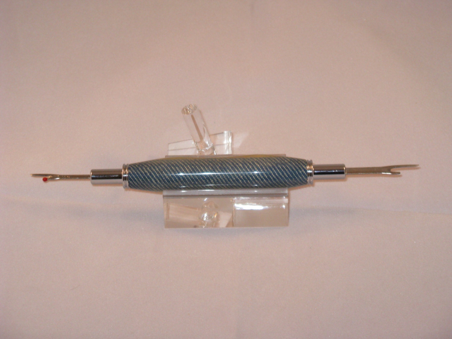 Handmade Seam Ripper with a ( a Laminated Blue Denim blank in a Chrome