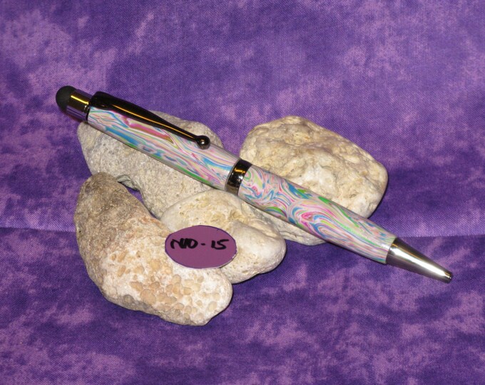 Comfort Stylus slimline twist pen (Polymer Clay in a Gun Metal finish)