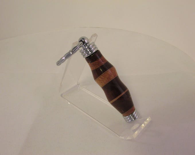 Handmade Laminated oak , maple, walnut  Secret Compartment key Chain (Chrome  Finish) with gift box