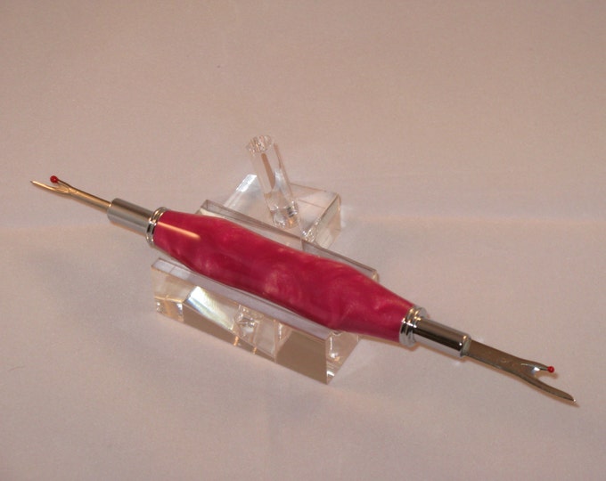 Handmade Seam Ripper with a ( Fandango Pink Acrylic blank in a Chrome finish)