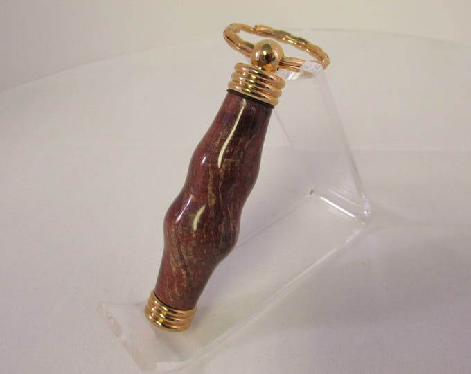 Handmade STABALIZED MAPLE MEDLEY  Secret Compartment  Key Chain (Gold  Finish) with gift box