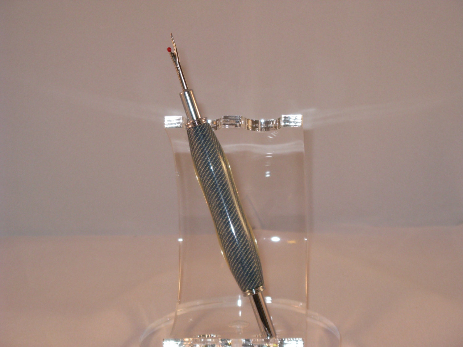 Handmade Seam Ripper with a ( a Laminated Blue Denim blank in a Chrome