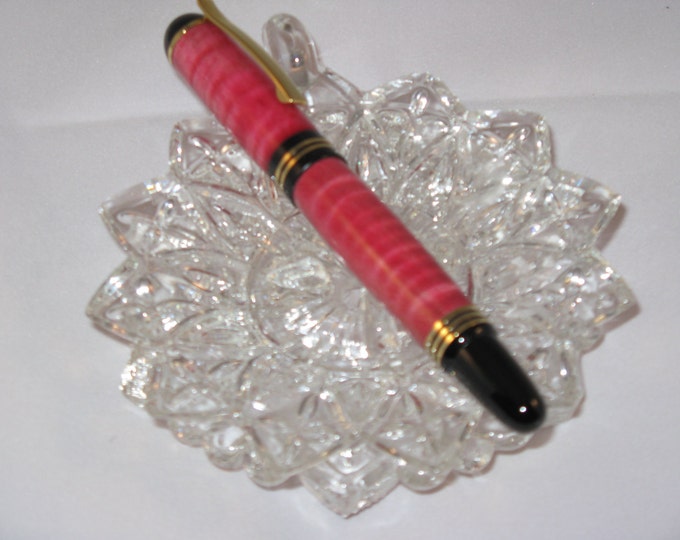 Handcrafted Churchill Stabalized  Red dyed Chestnut Pen (24Kt Gold finish)