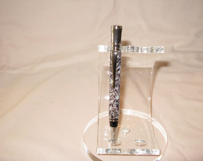 Handmade Executive Pen with Chrome plated hardware and light tan and brown swirl acrylic