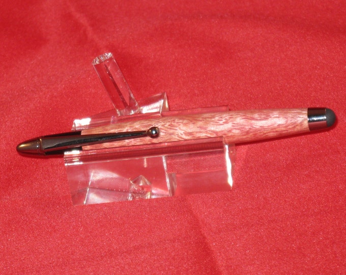 Hand Crafted Stylus in( a single tube waxed dyed Black Palm handle)(Gun Metal finish)--includes Gift Box