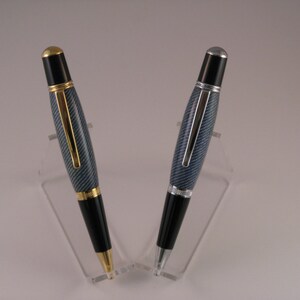 Handmade Wall Street III Laminated Blue Denim Twist Ball Point Pen 24 Kt Gold or Chrome finish image 1