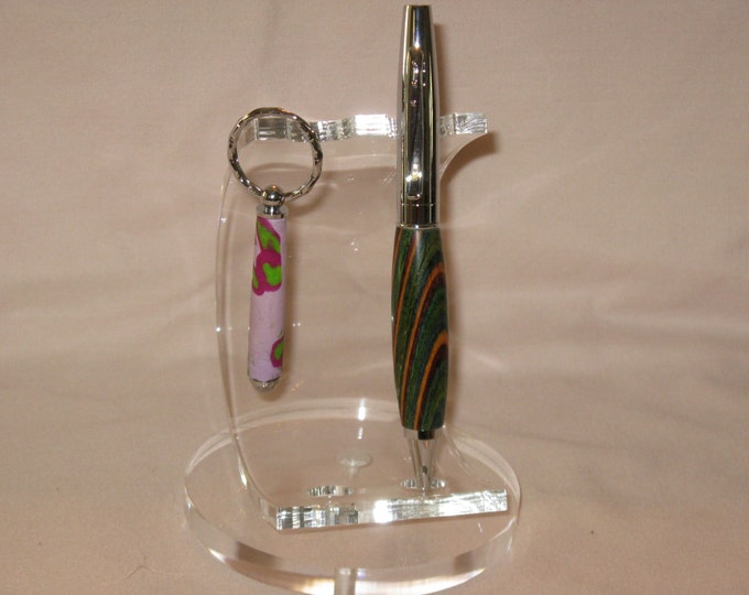 Anahelm Ball point twist pen (Oasis Layered Grain wood with a Chrome finish) (Includes a Felt-Lined pen box)also including a Key Chain