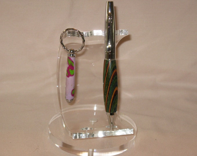 Anahelm Ball point twist pen (Oasis Layered Grain wood with a Chrome finish) (Includes a Felt-Lined pen box)also including a Key Chain
