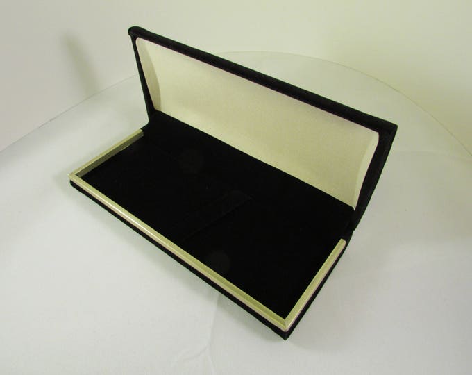 Black Velour Pen Box with Gold Trim finish --(Double)