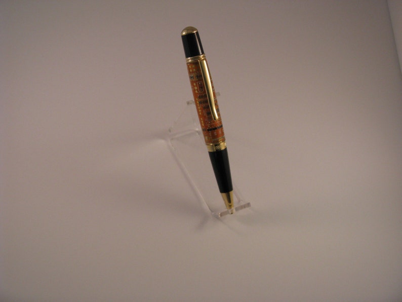 Handmade Orange Circuit Board Twist Ball Point Pen3D 24 Kt Gold or Chrome finish includes Gift Box image 3