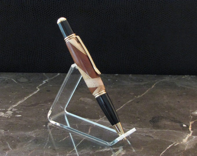 GATSBY Twist Pen (Segmented Maple, Oak and Walnut )(24Kt Gold finish)--Hand Crafted by NATNIC ARTISANS