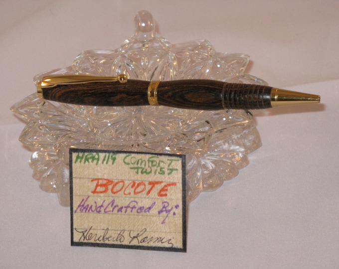 Handcrafted Comfort slimline twist pen (BOCOTE)(24Kt Gold Plating)(includes a Black Felt Pen Box)