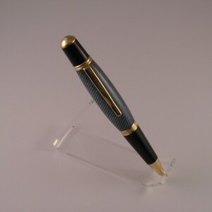 Handmade Wall Street III Laminated Blue Denim Twist Ball Point Pen 24 Kt Gold or Chrome finish image 3