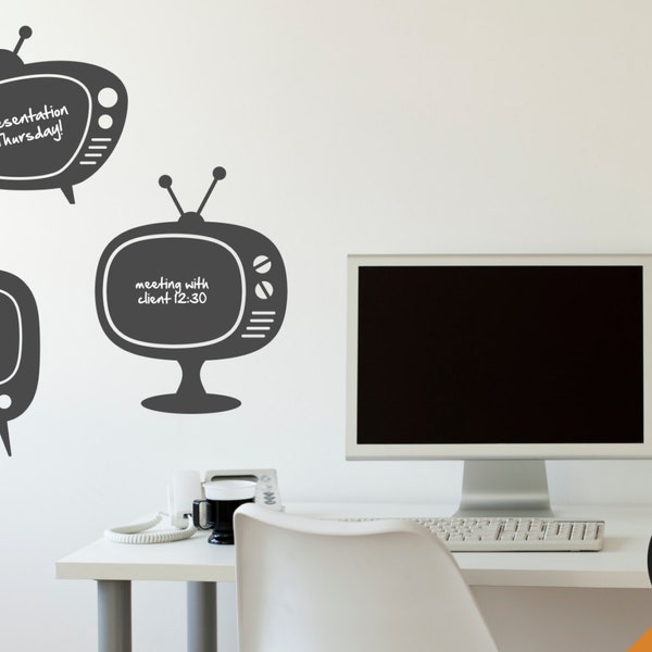 Retro TV Chalkboard Vinyl Decal 3 Pack