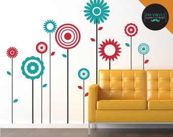 Modern Abstract Flower Vinyl Wall Decals - FLO003