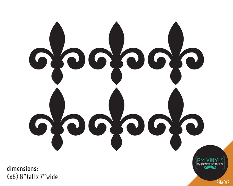Small Fleur De Lis Set of 6 Vinyl Wall Decals SHA012 Etsy