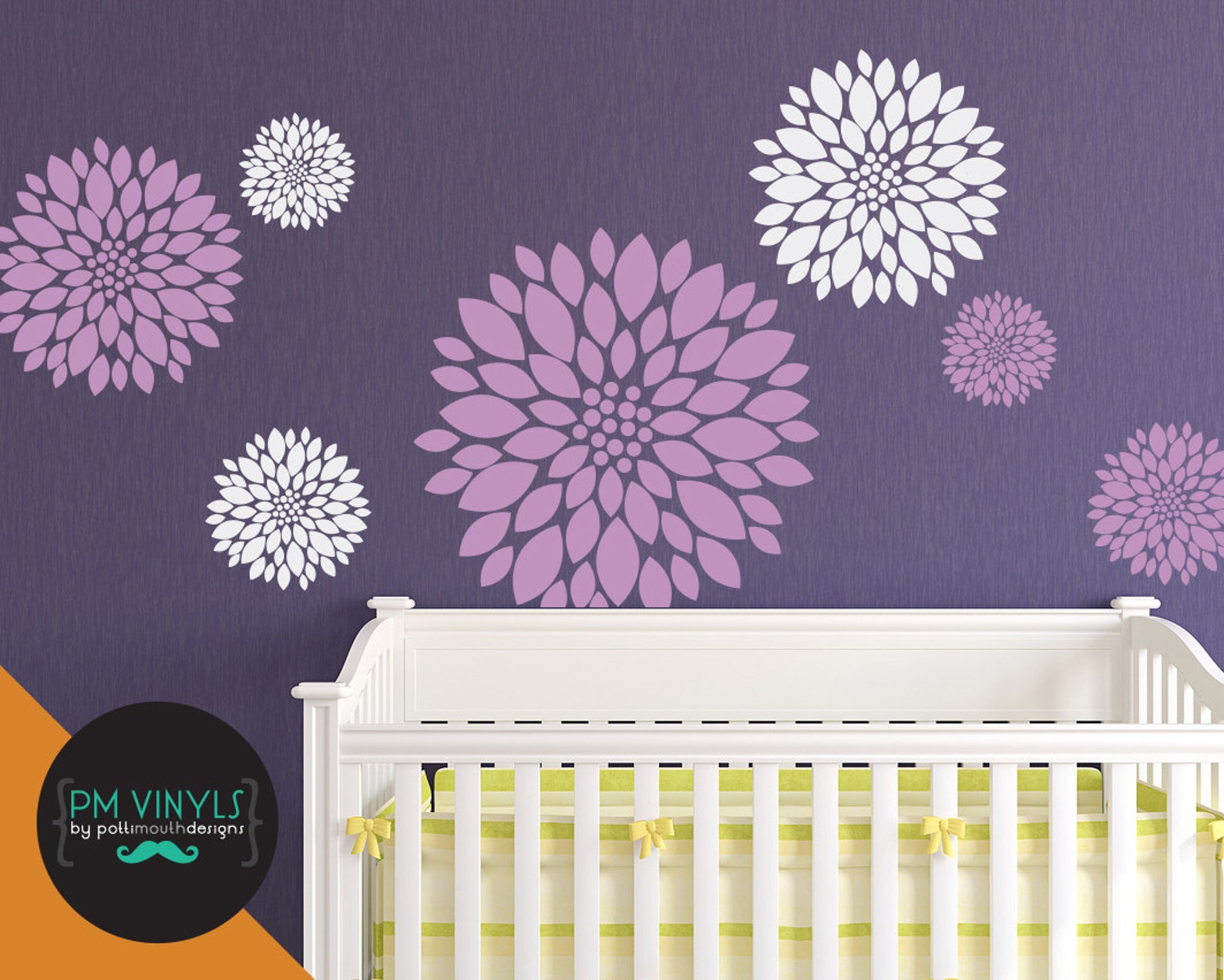 Dahlia Flower Vinyl Wall Decals Set of 7 FLO001 Etsy