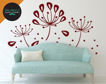 Abstract Dandelion Flower Vinyl Wall Decals - FLO002