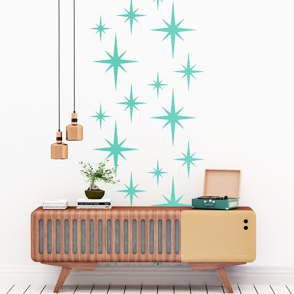 Retro Starburst Vinyl Wall Decals, Set of 18 - SHA004