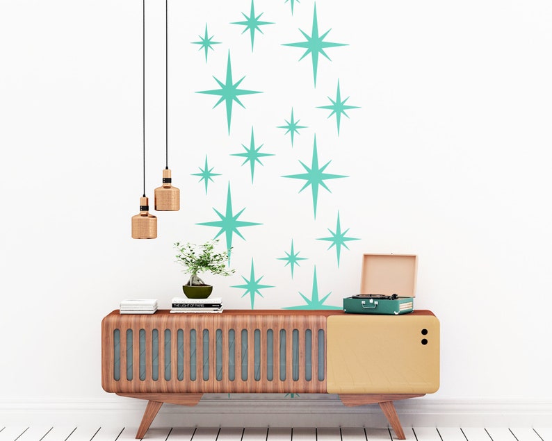 Retro Starburst Vinyl Wall Decals, Set of 18 SHA004 image 1