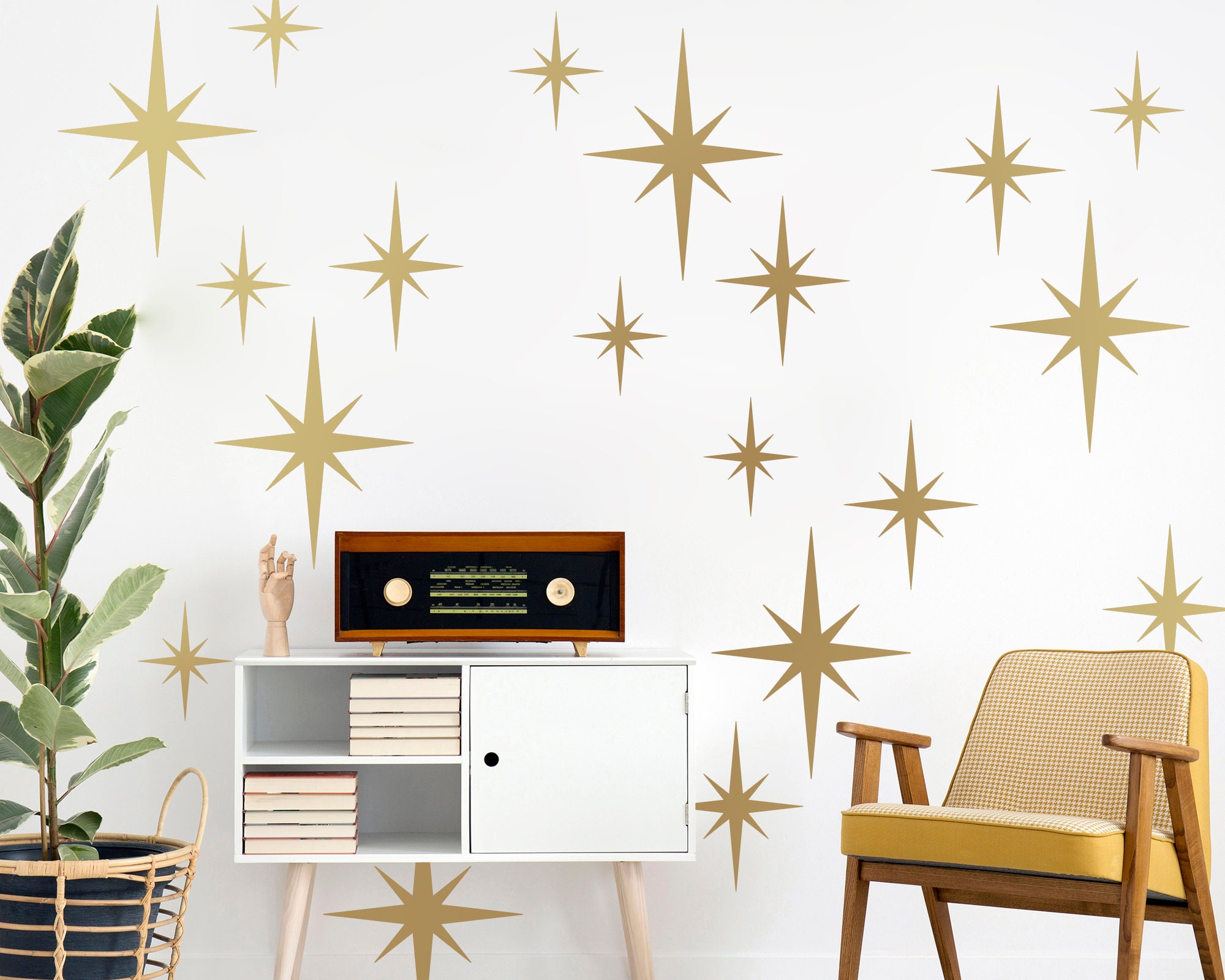 Retro Starburst Vinyl Wall Decals, Set of 18