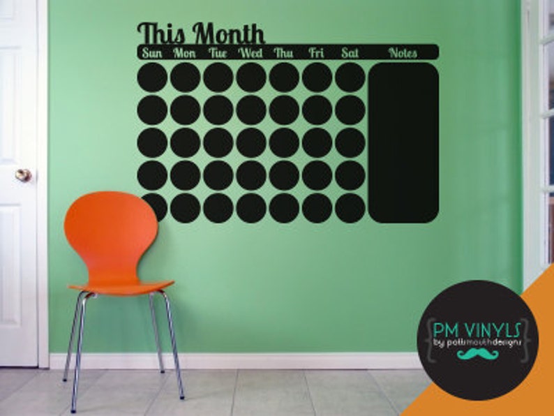 This Month Calendar Chalkboard Vinyl Decal Etsy