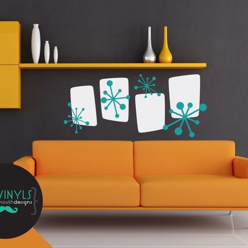 Retro Atomic Shapes Vintage Decor Wall Decal Custom Vinyl Etsy