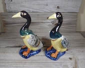 1930s Set of 2 Porcelain Mallard Duck Figurines Quality Japan Duck Hunting Duck Decoy Duck Call Water Fowl Wildlife Duck Boots Rabbit Season