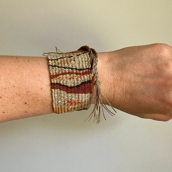 Woven cuff , weaving bracelet , handwoven armband , handmade wristband, organic design jewellery , Australian handmade