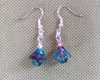 Blue Purple Green Earrings