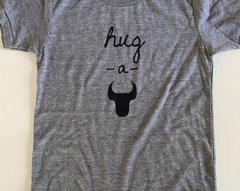 Hug-A-Bull,  size 8T,  Screen printed crew neck Tee - Durham, NC,  Grey with Black print