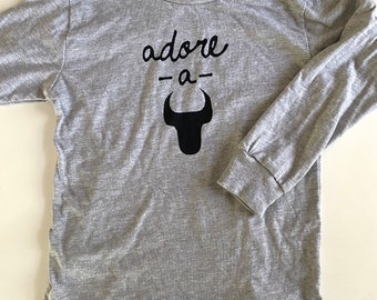 Adore-A-Bull, Size 4T,  long sleeve t shirt, Grey with Blue print