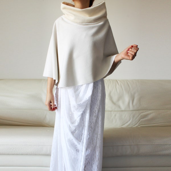 white cape, white wool poncho cape,vegan coat, vegan cape vegan poncho,bridal poncho, bridal cape, wedding white cape