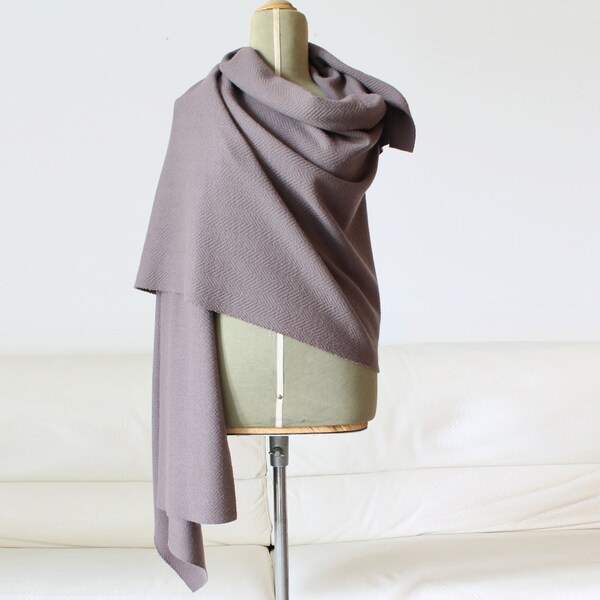 Italian wool silk shawl, Women wrap scarf, extra long Wool cape, gift for her, dark RosyBrown color