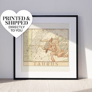 Stier, der Stier ~ Kunstdruck | Antikes Antikes Sternzeichen Sternzeichen Renaissance Atlas Astrologie antikes Kunstwerk