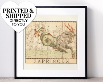 capricorn, the goat ~ wall art matte print | classical renaissance vintage zodiac celestial antique star map astrology altered artwork