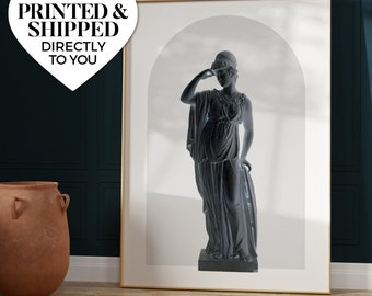 athena (noir) ~ wall art matte print | classical greco-roman mythology greek goddess statue minerva minimalist decor vintage altered artwork