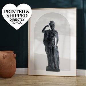 athena (noir) ~ wall art matte print | classical greco-roman mythology greek goddess statue minerva minimalist decor vintage altered artwork