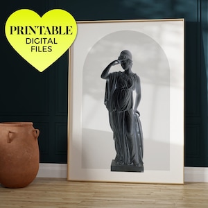 athena (noir) ~ printable wall art | classical greco-roman mythology greek goddess statue minerva minimalist decor vintage altered artwork