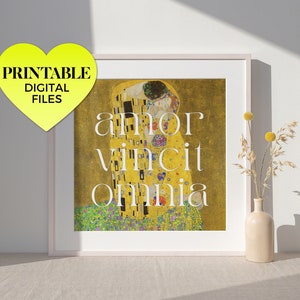 amor vincit omnia ~ the kiss ~ printable wall art | classical victorian art nouveau austrian secession gustav klimt painting altered artwork