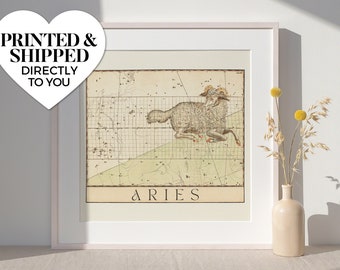 aries, the ram ~ wall art matte print | classical renaissance vintage zodiac goat sheep celestial antique star map astrology altered artwork