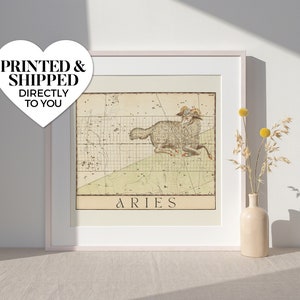 rammen, de ram ~ kunst aan de muur matte print | klassieke renaissance vintage dierenriem geit schapen hemels antieke ster kaart astrologie veranderde kunstwerken